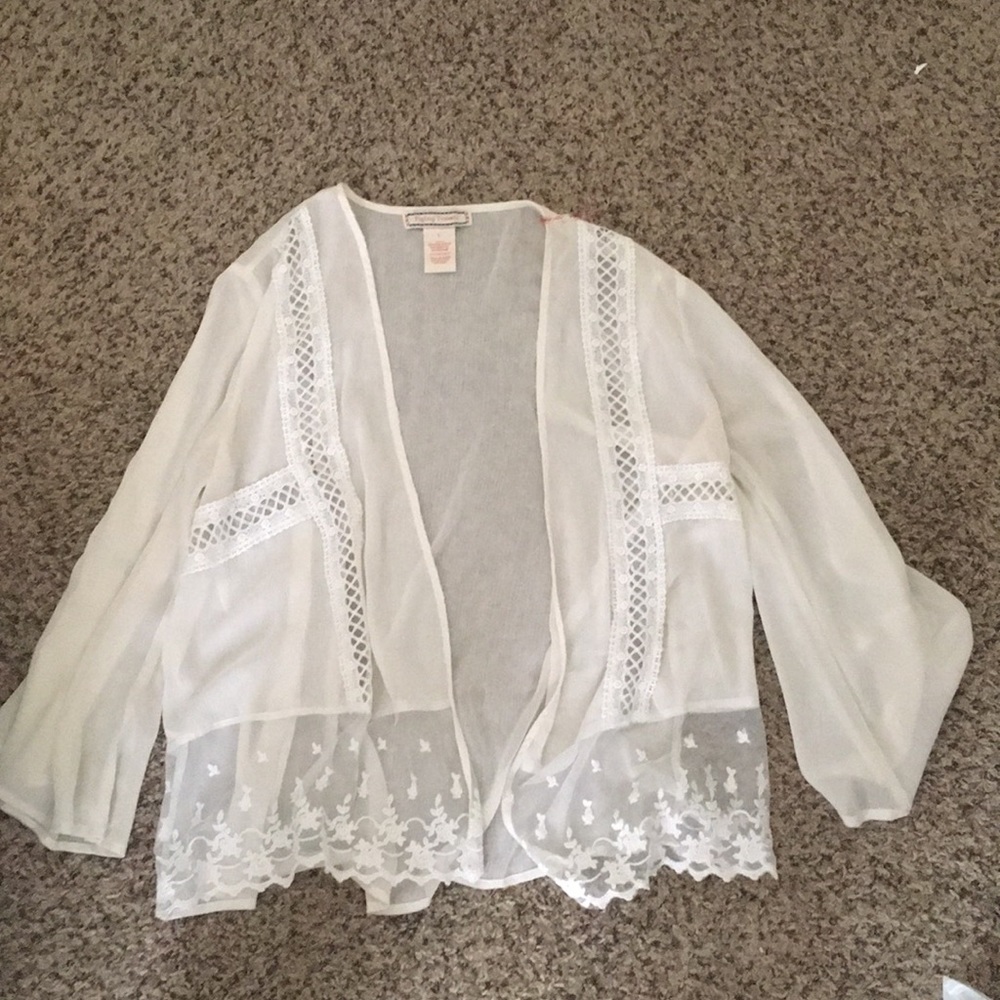 White sheer cardigan
